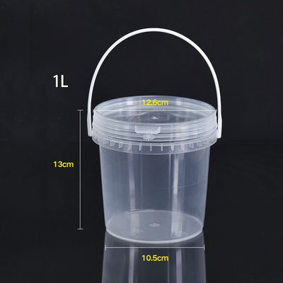 comprare 1L secchio di plastica trasparente con coperchio ad anello di trazione per le necessità di imballaggio alimentare fabbricazione online