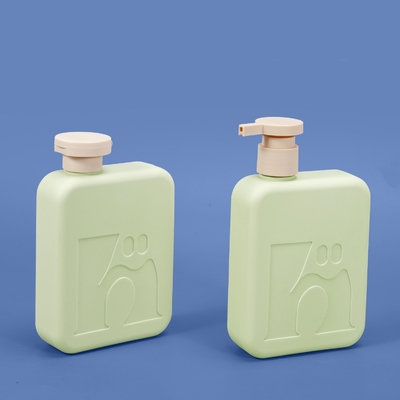 comprare Flacone quadrato in plastica verde da 300 ml per shampoo e balsamo, flacone cosmetico in plastica personalizzato con tappo a ribalta fabbricazione online