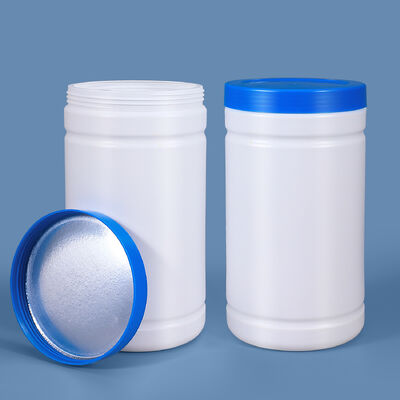 comprare Barattolo in plastica HDPE bianca da 2L con coperchio a vite blu. Contenitore sigillato, materiale per uso alimentare per la conservazione senza perdite. fabbricazione online