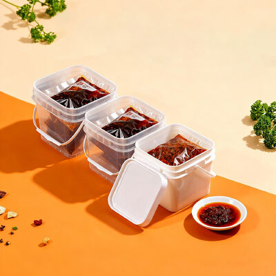 comprare Secchio quadrato in plastica trasparente Premium per bustine di salsa, contenitore per condimenti fabbricazione online