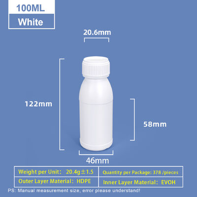 comprare Flacone in plastica rotondo bianco da 100 ml con spalla, flacone in HDPE Coex di plastica fabbricazione online