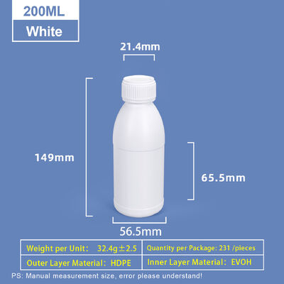 comprare Flacone di plastica rotondo bianco da 200 ml con spalla, flacone in HDPE Coex di plastica fabbricazione online