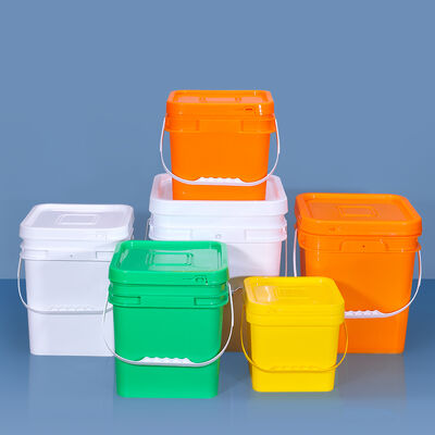 comprare Stampa personalizzata Bottile di plastica quadrato colorato Bottile di materiale PP di qualità alimentare per botti di vernice con maniglia di plastica o metallo fabbricazione online