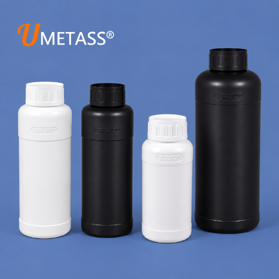 comprare Logo personalizzato Bottiglia di plastica fluorinata 300ml-1L per imballaggio in polvere chimica di pesticidi pigmenti solventi fabbricazione online