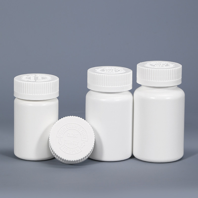 Bottiglie di pillole di plastica bianche rotonde per capsule a prova di bambino