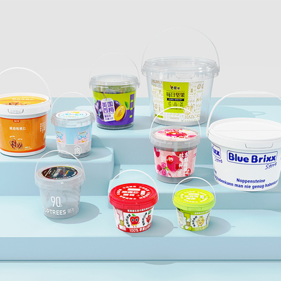 Contenitore IML rotondo da 750 ml in plastica PP per bevande, cioccolato e salse