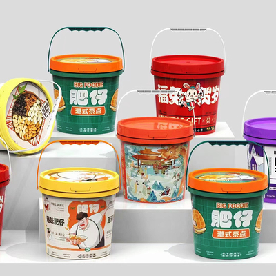 Logo personalizzato IML Food Packaging Bucket per salse al burro di arachidi e caramelle di cotone
