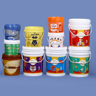 Vendita di qualità alimentare 1L-20L Plastico Bote di vernice con maniglia di sigillamento coperchio e logo personalizzato