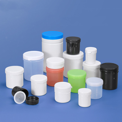 Confezionamento in polvere Vaso HDPE con bocca larga e collo a vite sigillato in nero/bianco/trascoltante