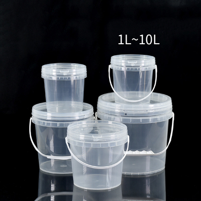1L-10L rotondo stampato su misura biscotto di caramelle secco secchio di plastica trasparente con coperchio a prova di perdite campione