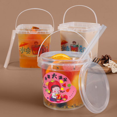 600ml Improntazione IML personalizzata secchi di plastica trasparente con coperchio per la stampa del trasferimento di calore