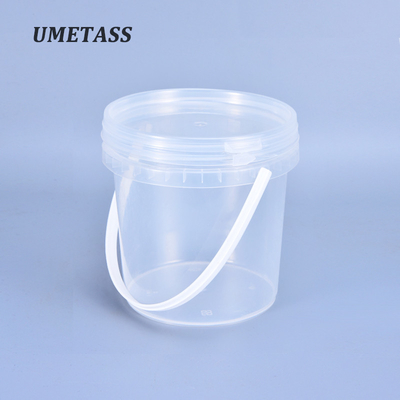Bottile di plastica trasparente rotondo da 1 litro con coperchio adatto all'acqua e al cibo