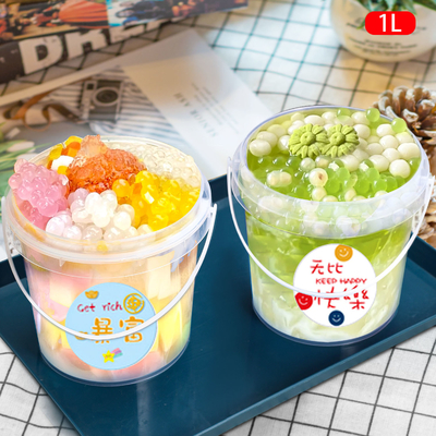 1L Bucket di plastica per gelato e latte con coperchio e maniglia ideale per l'acqua