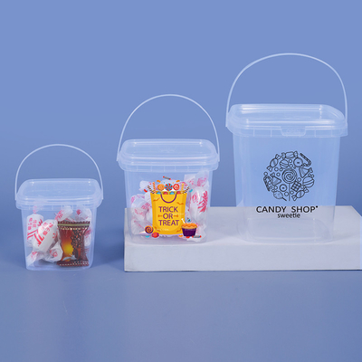 Capacità 280ml 500ml 1L 2L di grado alimentare Quadrato Piccolo secchio di plastica bianco trasparente senza BPA