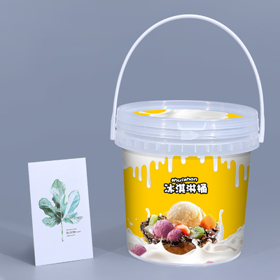 Stampa a schermo di seta Stampa a trasferimento termico Stampa di secchi di plastica trasparenti da 1 litro per yogurt