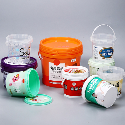 Campione Fornitore di gelato di tipo alimentare IML Customized PP Plastic Ice Cream Bucket With Lid Handle