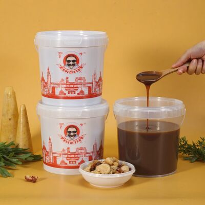 Bottile di plastica circolare trasparente di alta qualità Bottile di sigillo con coperchio e maniglia per salsa Bottile per contenitore di condimenti