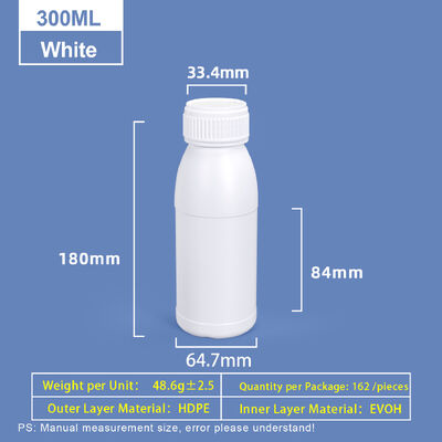 300 ml Bottiglia di plastica bianca a spalla rotonda Bottiglia di plastica Coex HDPE
